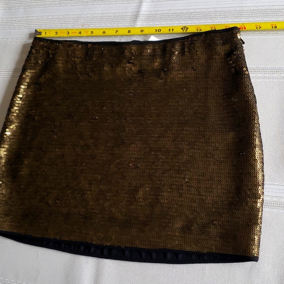 BCBG Maxazria New Skirt CATRINE Sequin Bronze Blackened Gold Mini Chic Party - Picture 5 of 13